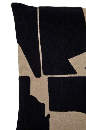 Black and Natural Square Cushion