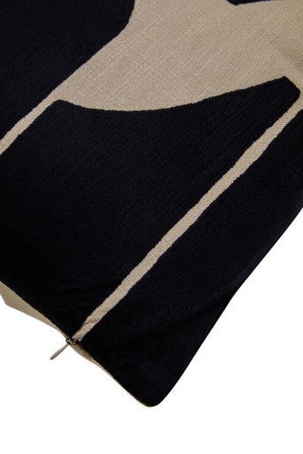 Black and Natural Square Cushion