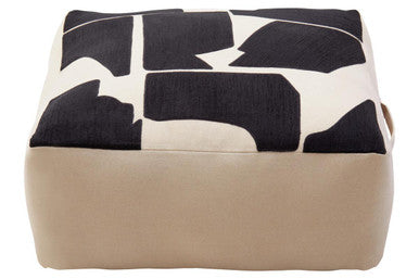 Natural And Black Square Floor Cushion