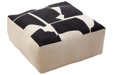 Natural And Black Square Floor Cushion