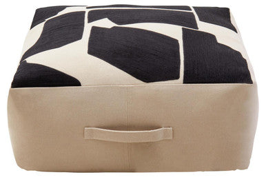 Natural And Black Square Floor Cushion