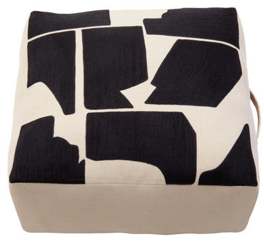 Natural And Black Square Floor Cushion