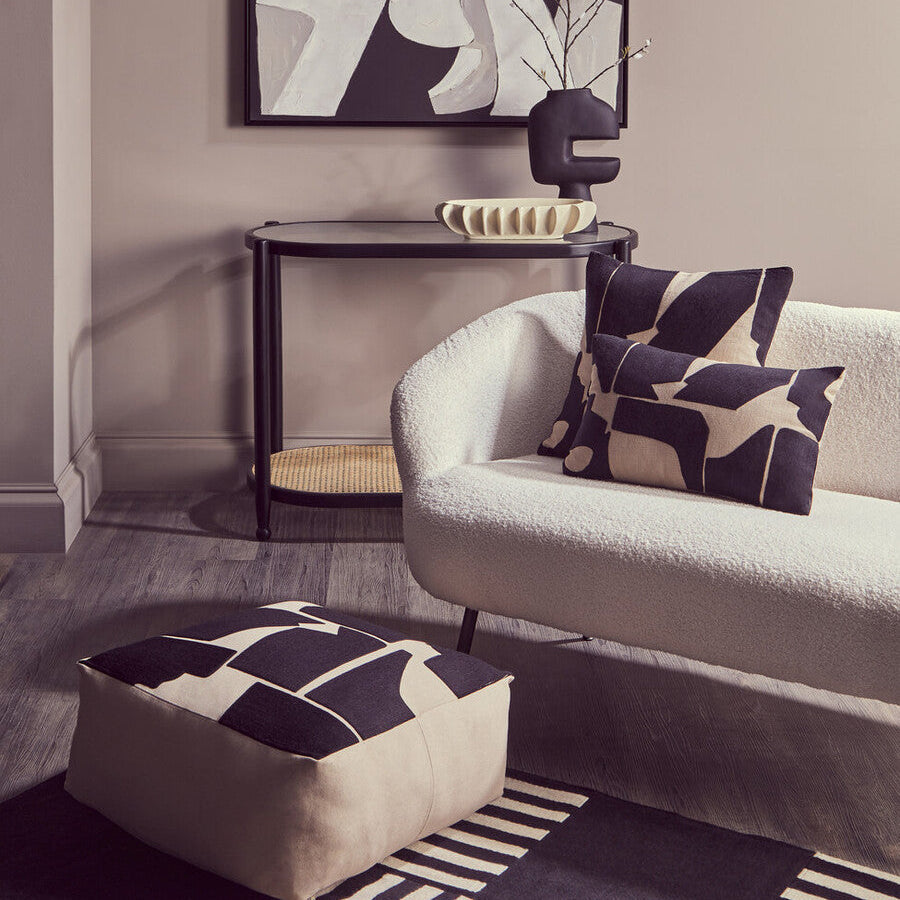 Natural And Black Square Floor Cushion