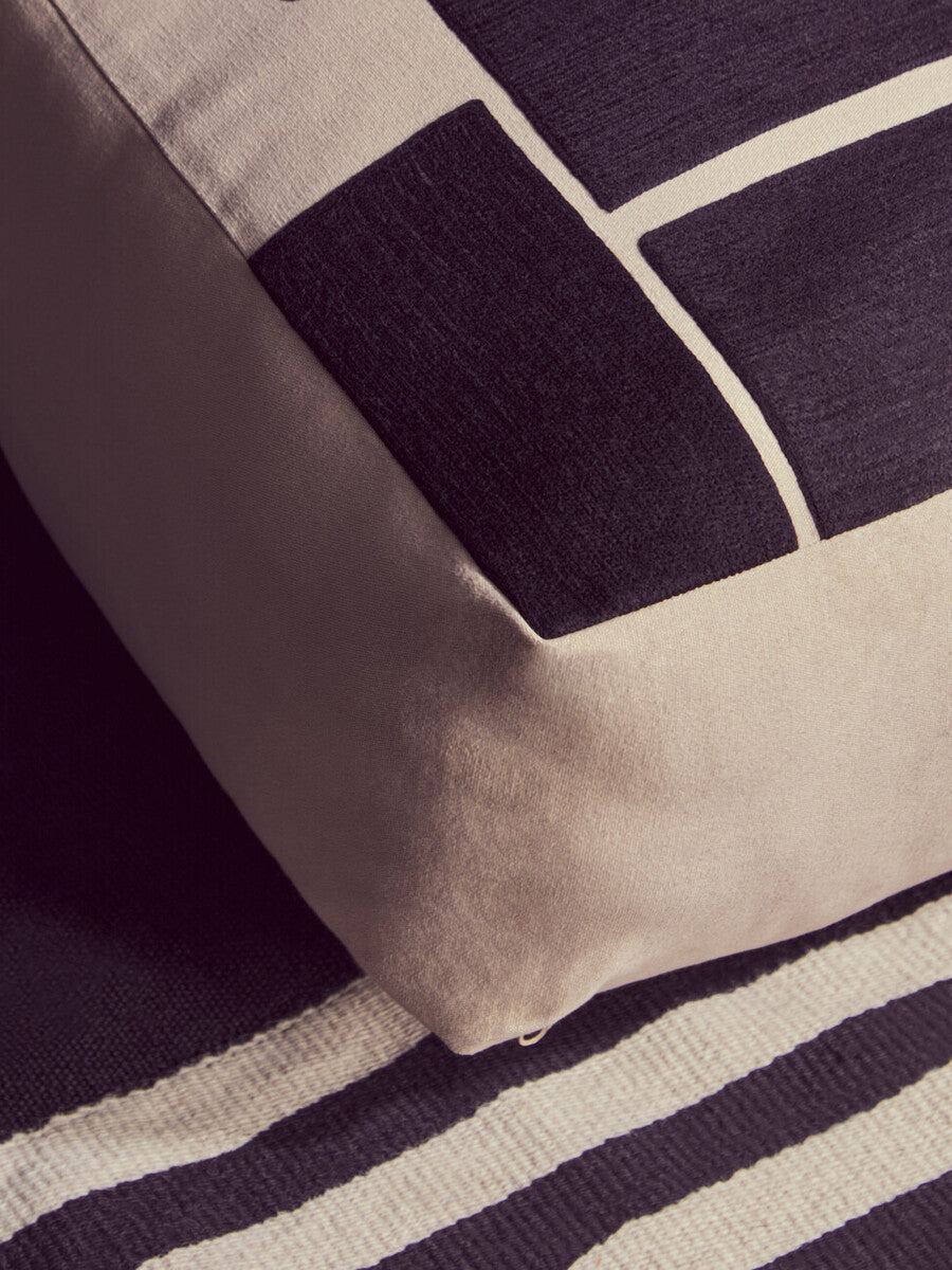 Natural And Black Square Floor Cushion