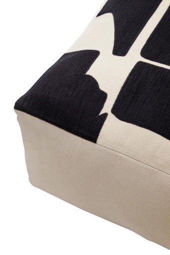 Natural And Black Square Floor Cushion