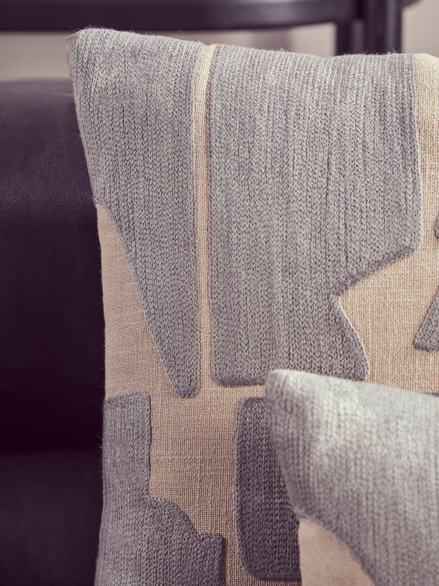 Natural And Grey Square Cushion
