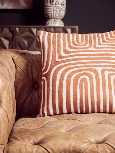 Rust And White Cushion