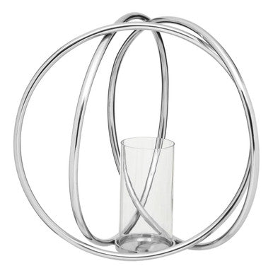 Textured Large Silver Finish Candle Holder