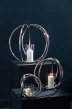 Textured Large Silver Finish Candle Holder