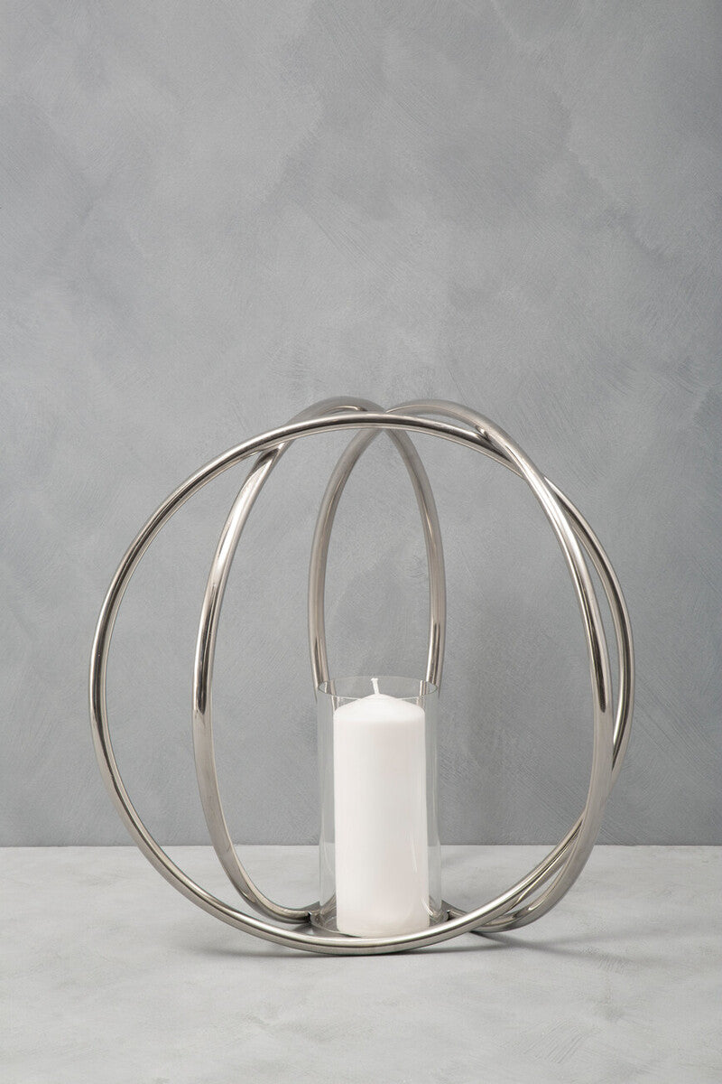 Textured Large Silver Finish Candle Holder