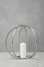 Textured Large Silver Finish Candle Holder