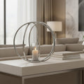 Textured Large Silver Finish Candle Holder