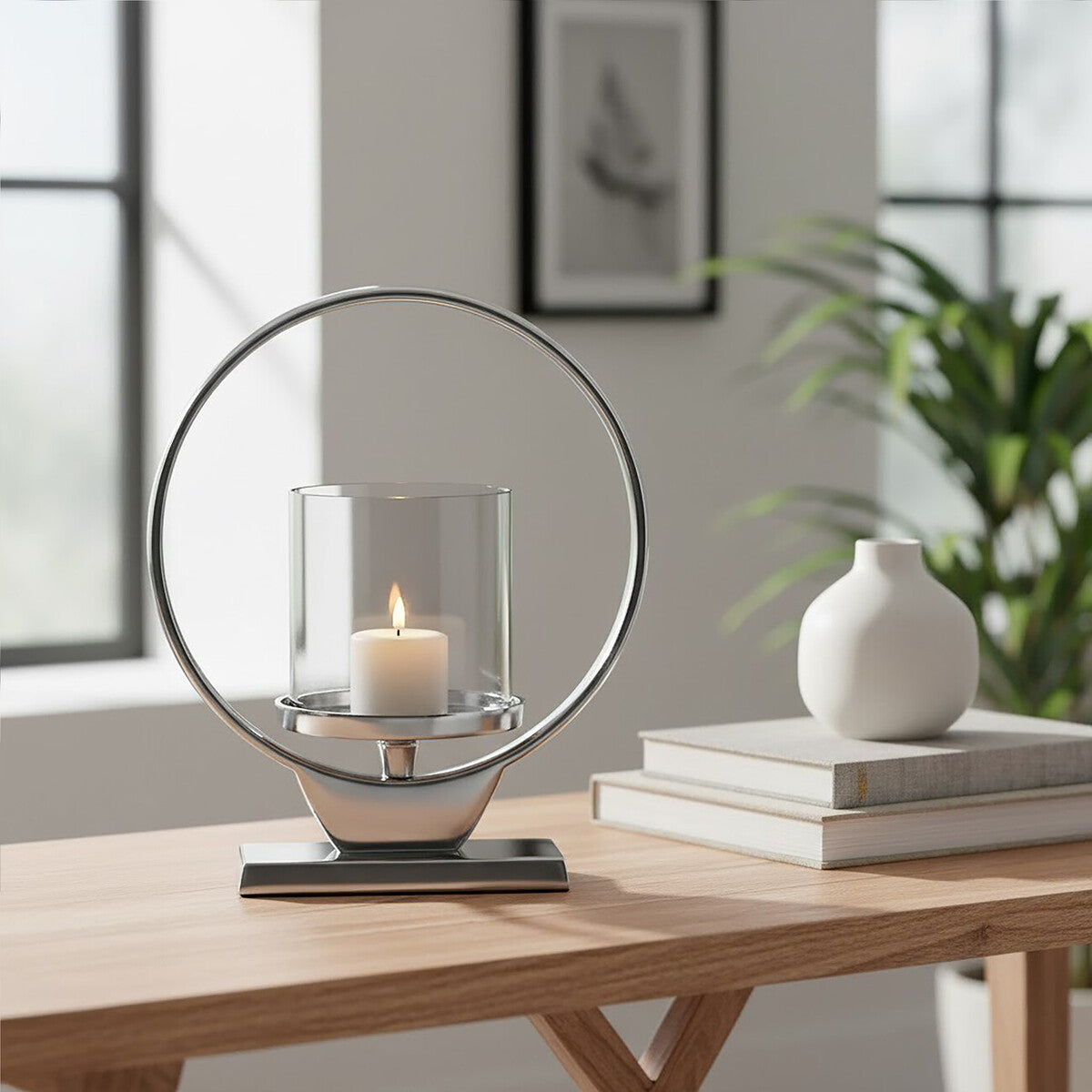 Pedestal Small Silver Finish Candle Holder