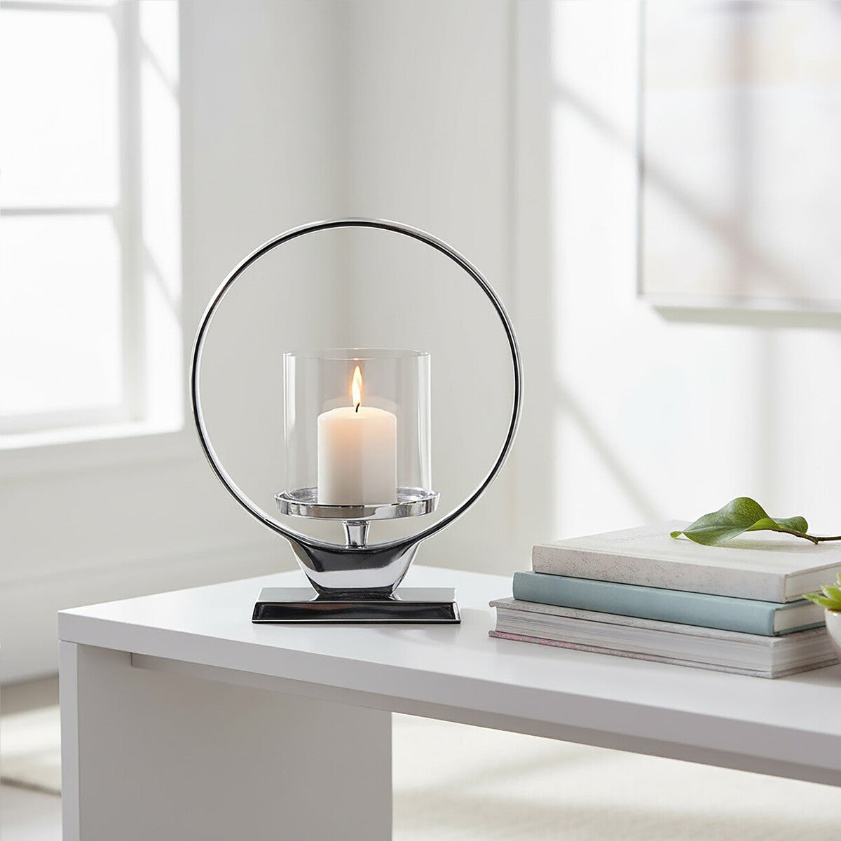 Pedestal Small Silver Finish Candle Holder