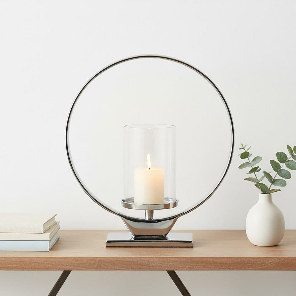 Medium Silver Finish Candle Holder