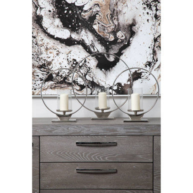 Open Frame Large Silver Finish Candle Holder