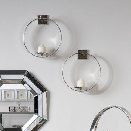 Silver Finish Wall Sconce Candle Holder