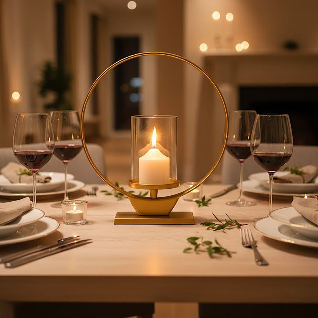 Medium Gold Finish Candle Holder