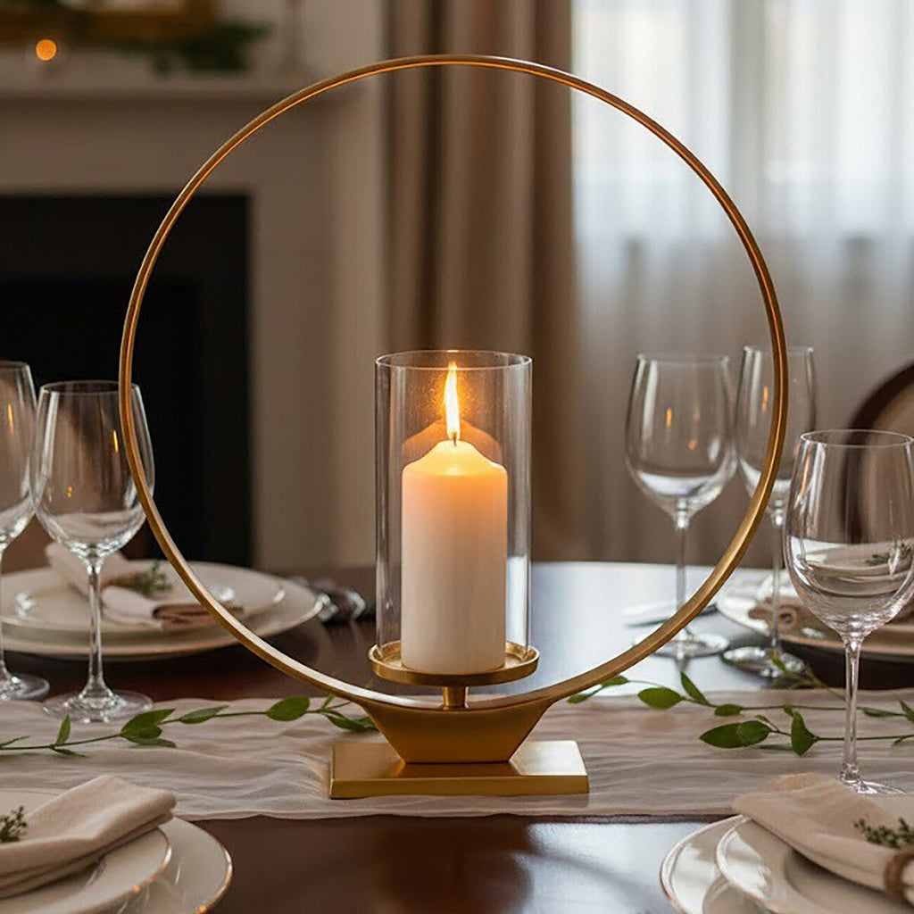 Open Loop Large Gold Finish Candle Holder
