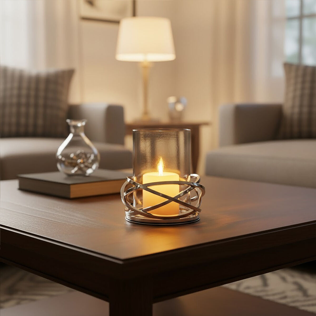 Twist Small Silver Finish Candle Holder