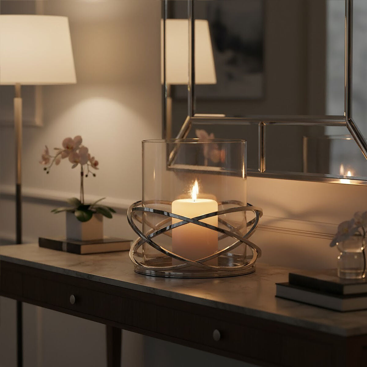 Twist Large Silver Finish Candle Holder