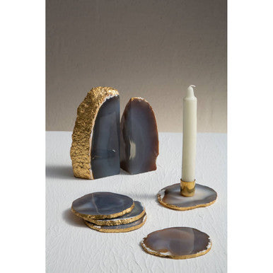 Grey Agate Candle Holder