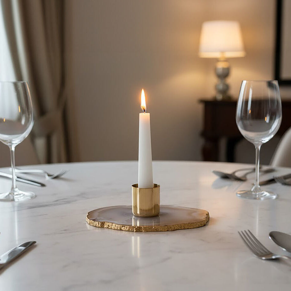 Grey Agate Candle Holder