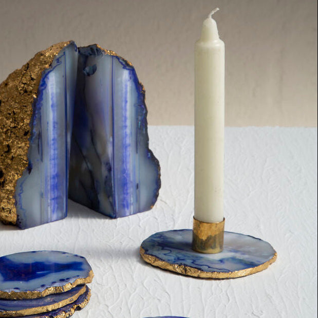 Blue and Gold Candle Holder