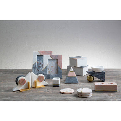 White and Grey Marble Tealight Holder
