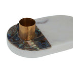 Stone Base Candle Holder with Carved Grooves
