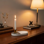 Stone Base Candle Holder with Carved Grooves