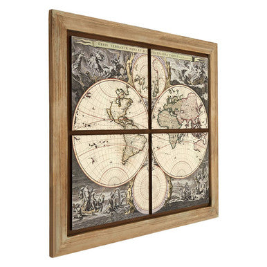 Antique-Style World Map Wall Painting