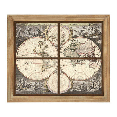 Antique-Style World Map Wall Painting