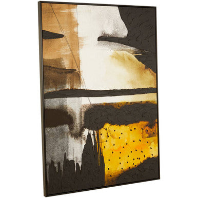 Black and Ochre Abstract Wall Art