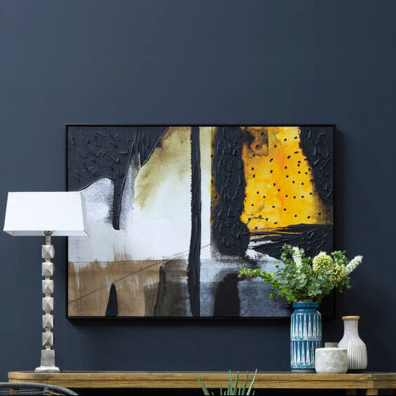 Black and Ochre Abstract Wall Art