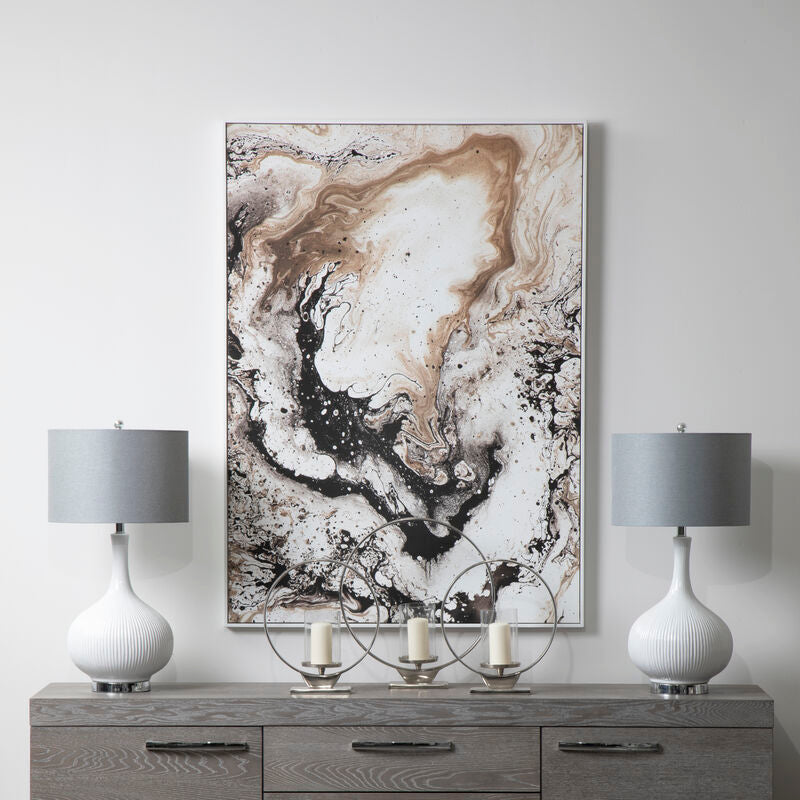 Natural Abstract Wall Art with White Frame