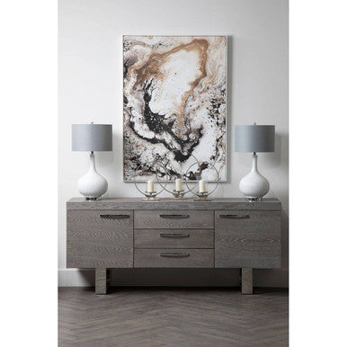 Natural Abstract Wall Art with White Frame