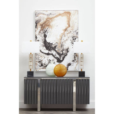Natural Abstract Wall Art with White Frame