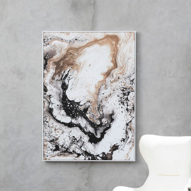 Natural Abstract Wall Art with White Frame