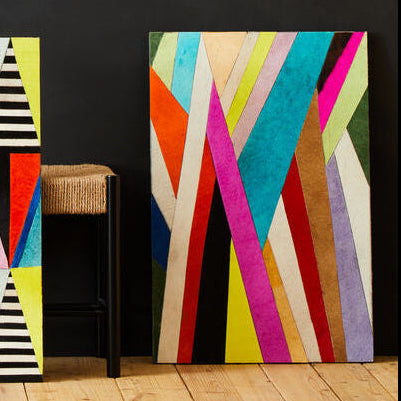 Genuine Leather Striped Wall Art