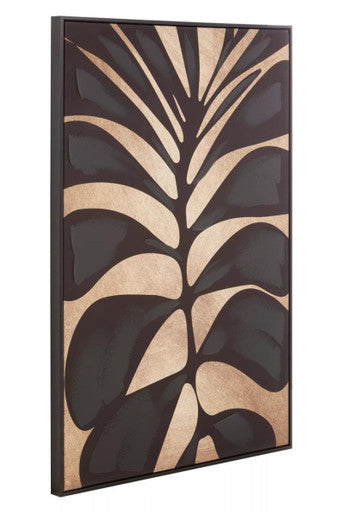 Canvas Black Leaf Design Wall Art