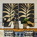 Canvas Black Leaf Design Wall Art