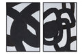 Set of Two Black Circle Abstract Canvas Wall Art