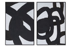 Set of Two Black Circle Abstract Canvas Wall Art