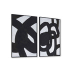 Set of Two Black Circle Abstract Canvas Wall Art