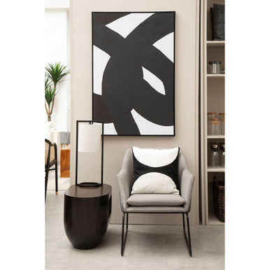 Set of Two Black Circle Abstract Canvas Wall Art