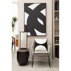 Set of Two Black Circle Abstract Canvas Wall Art