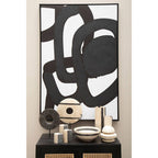 Set of Two Black Circle Abstract Canvas Wall Art