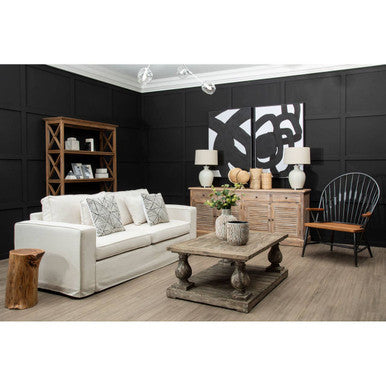 Set of Two Black Circle Abstract Canvas Wall Art
