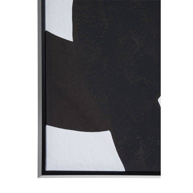 Set of Two Black Circle Abstract Canvas Wall Art